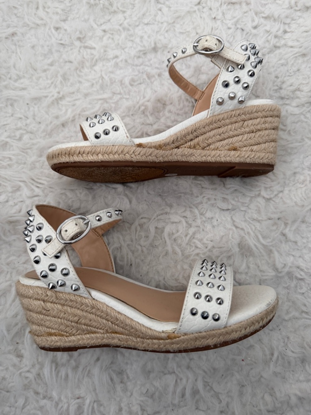 Vince Camino Studded White Wedge Sandals - Picture 3 of 3